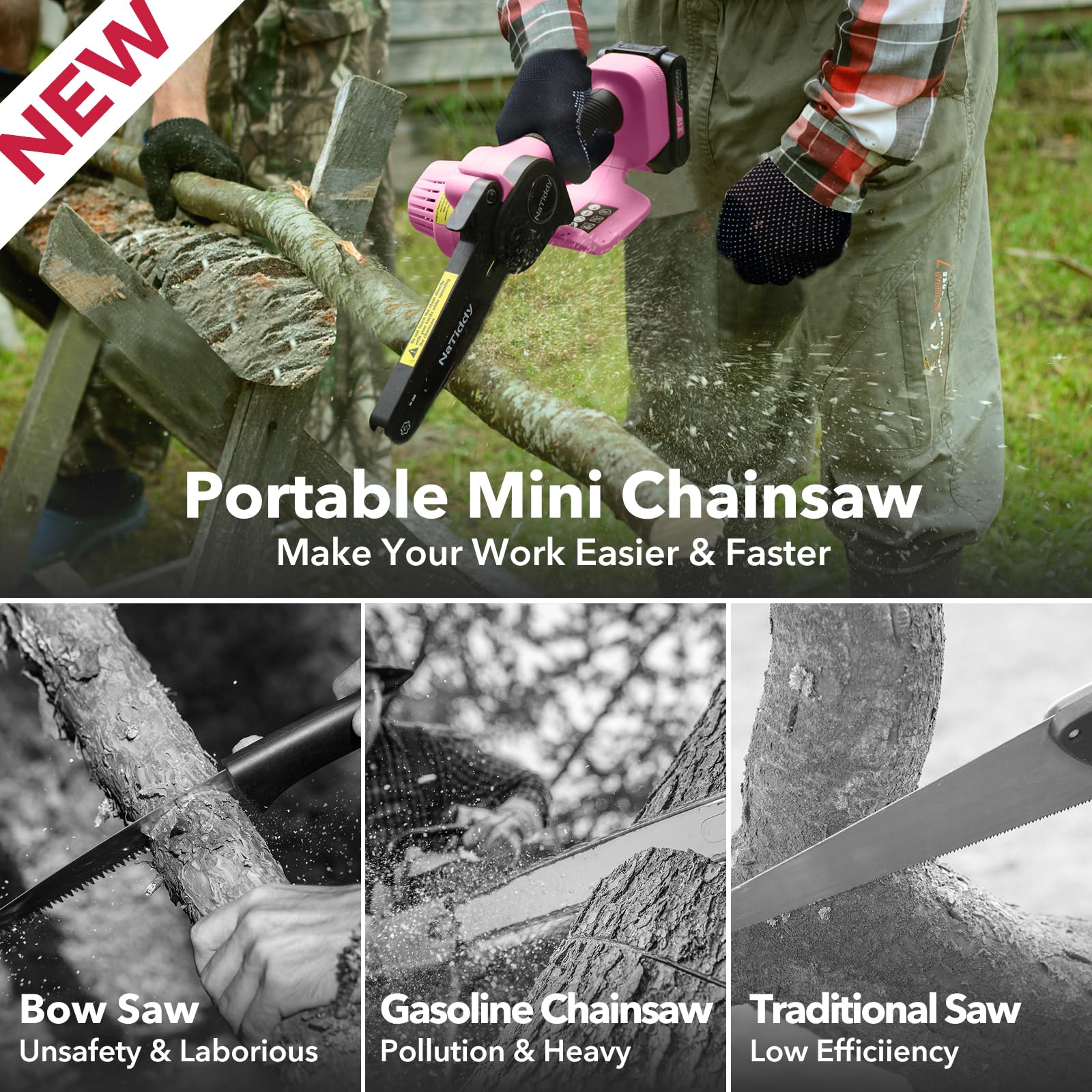 Snapklik.com : 6 Inch Mini Cordless Chainsaw Cordless, 21V Brushless ...