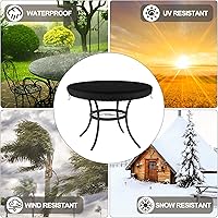 Vista 5 de Demao Fundas para muebles de patio al aire libre, cubierta de mesa redonda, impermeable, resistente a los rayos UV, funda antidecoloración