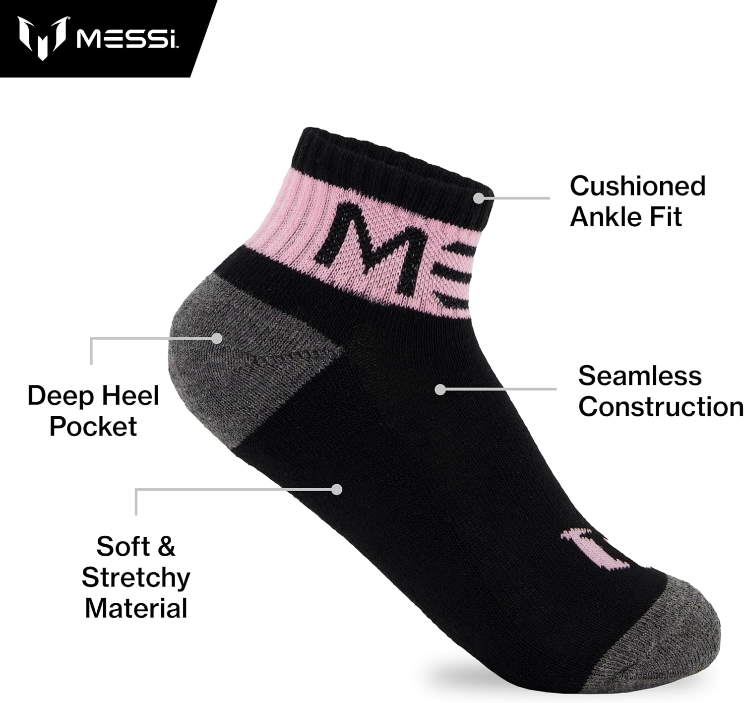 Messi boys Lifestyle Ankle Socks, 6-pack, Soft & Stretchy, Comfortable - Image 4
