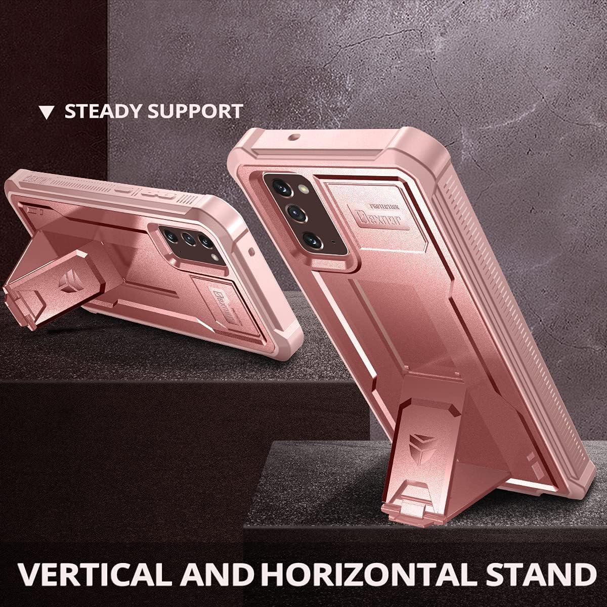 Dexnor for Samsung Galaxy Note 20 5G Case, [Built in Screen Protector and Kickstand] Heavy Duty Military Grade Protection Shockproof Protective Cover for Samsung Galaxy Note 20 Rose Gold