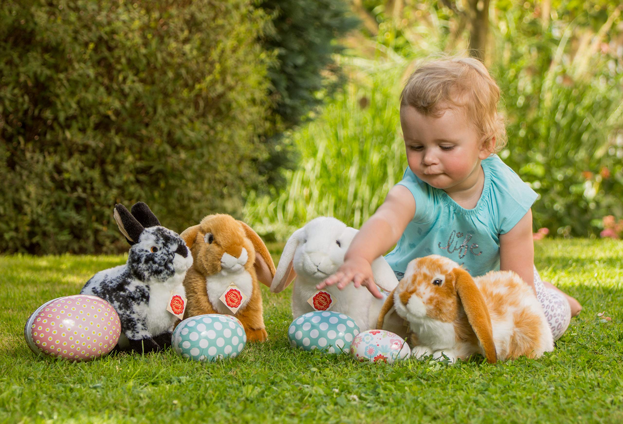 Teddy Hermann 93791 Coniglio ariete sdraiato 30 cm, peluche