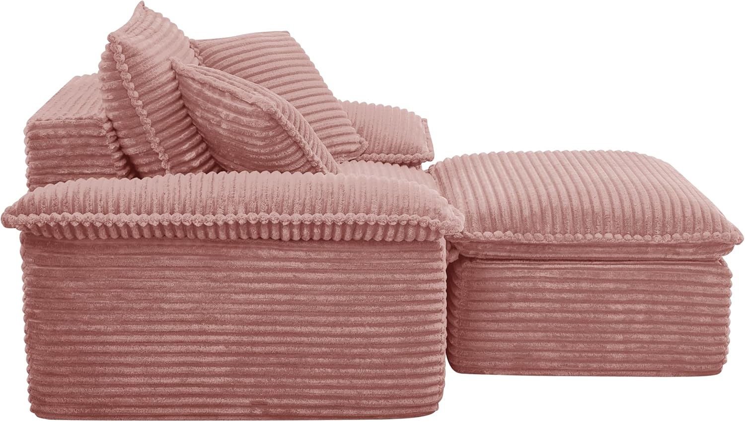 Comfy Boneless Cloud Sofa Chaise Oversized Fluffy Corduroy Upholstered Chaise Lounge for Living Room Bedroom, Modular Compressed Foam Cloud Daybed, Single Seat Sofa