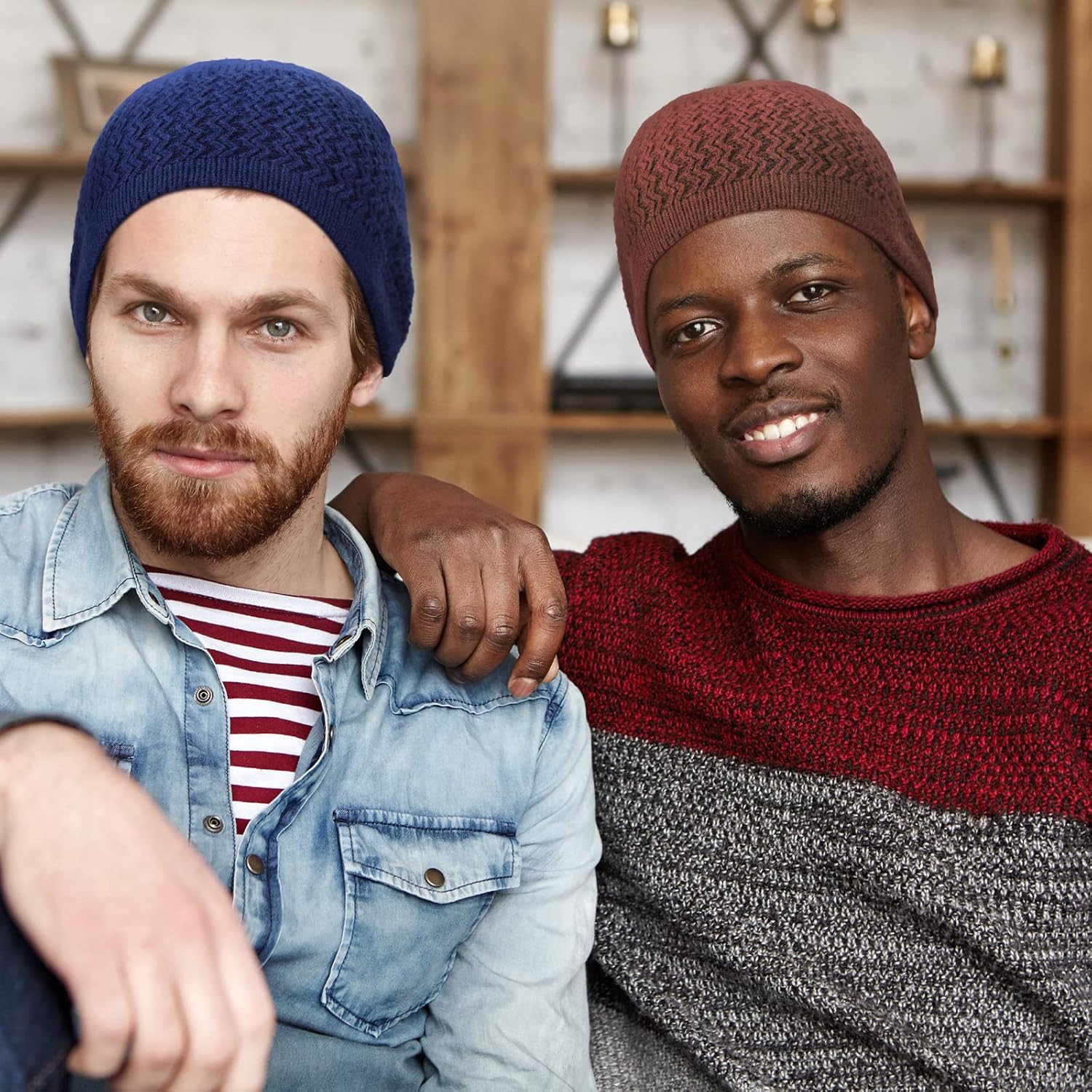 6 Pcs Kufi Hats for Men Knit Kufi Cap Breathable Cotton Stretchy Skull Cap Helmet Beanie Hat for Men Women Muslim in Cool Designs - Image 7