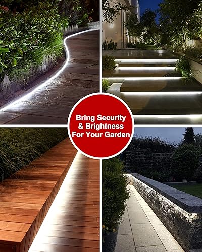 Miniatura 5 de LUHLEE Tira de luces LED solares, cuerda de luces para exteriores, 8 modos de iluminación, tira de luces impermeables IP65 para patio, terraza,