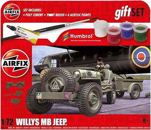 Airfix Model Tank - A55117A - Juego de regalo colgante - Willys MB Jeep, kits de modelos de plástico para adultos y niños de 14 años en adelante,