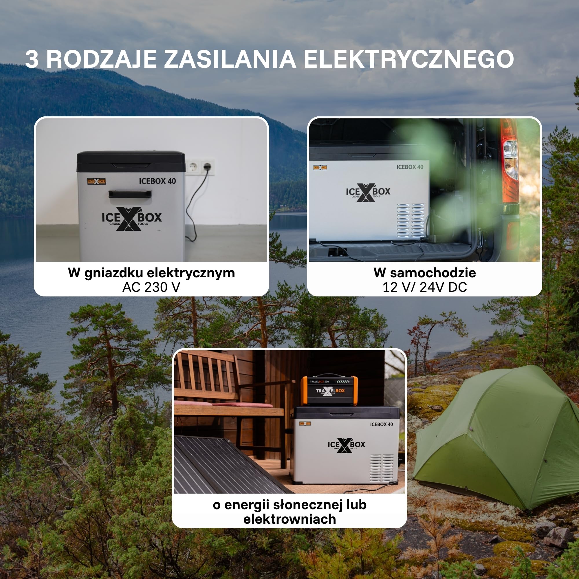 CROSS TOOLS elektryczna sprężarkowa lodówka turystyczna 37L -20°C, Camping & Auto, przenośna zamrażarka, lodówka z App, 230V/12V/24V, ICEBOX 40, 68061
