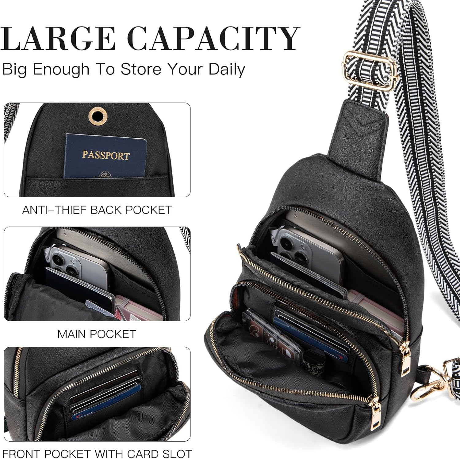 Viverte Sling Bag for Women Personalized Gifts Pu Leather Initial Crossbody Bags Purses for Women