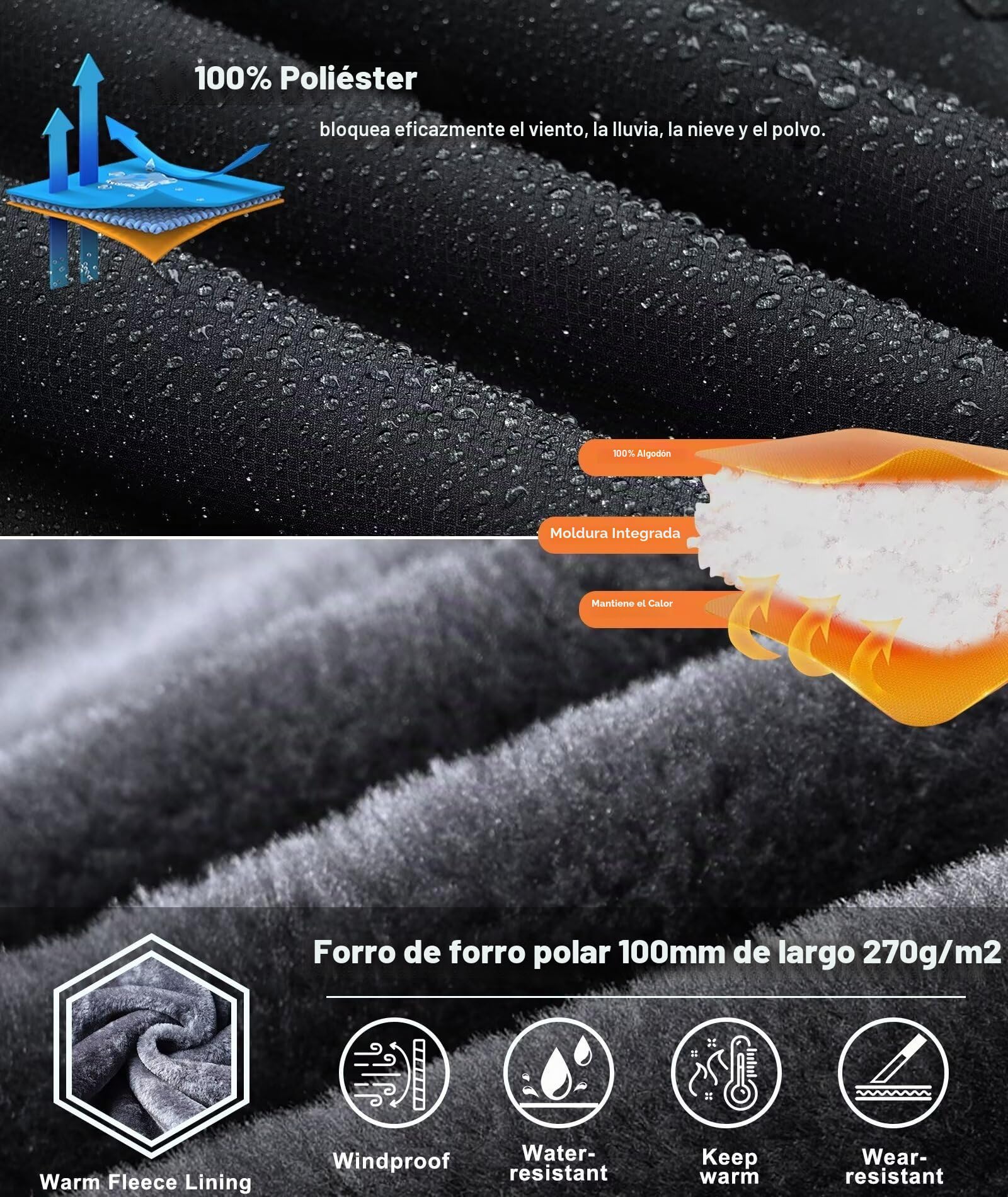 Zoofly Chaqueta de esquí de montaña para hombre impermeable forro polar abrigo de nieve cálido invierno resistente al viento con capucha