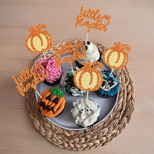 Miniatura 94 de Gyufise 24 piezas de calabaza Oh Baby Cupcake Toppers Glitter Baby Shower Calabaza Cupcake Picks Baby Feet Decoraciones para pasteles temáticos de A