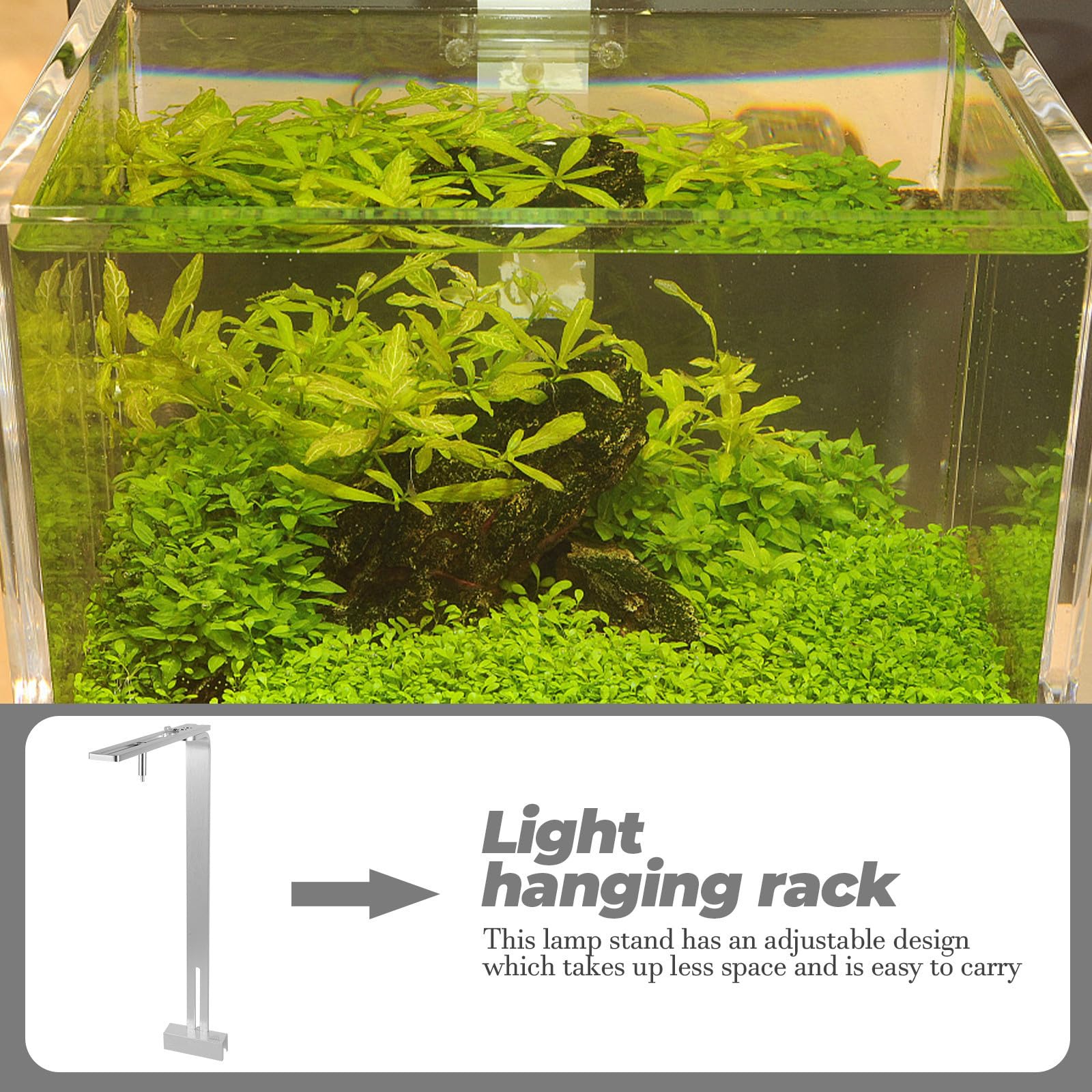 Supporto Singolo di Lega Acquario Lampada per Alluminio e Argento Braccio, Materiale Resistente Durevole Accessori Illuminazione