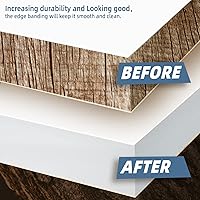 Vista 3 de Bandas de borde de melamina, rollo de chapa de 1/2 pulgada x 25 pies de borde blanco pre-pegado, cinta de madera real para reparación de gabinetes