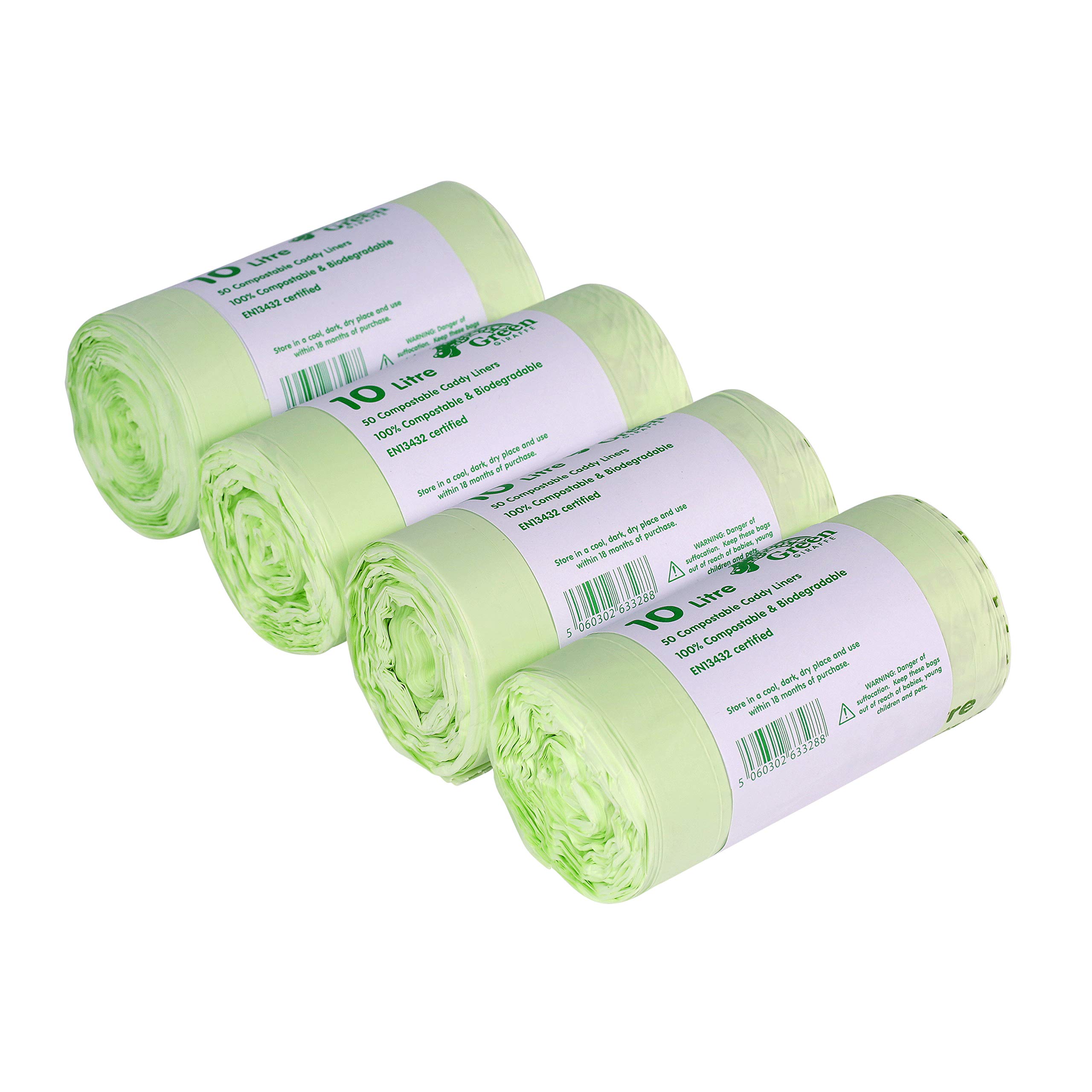 Green Giraffe Compost Caddy Bags Green 10 Litre Compostable Caddy Liners For Food Waste/Caddy Bags - 200 Liners