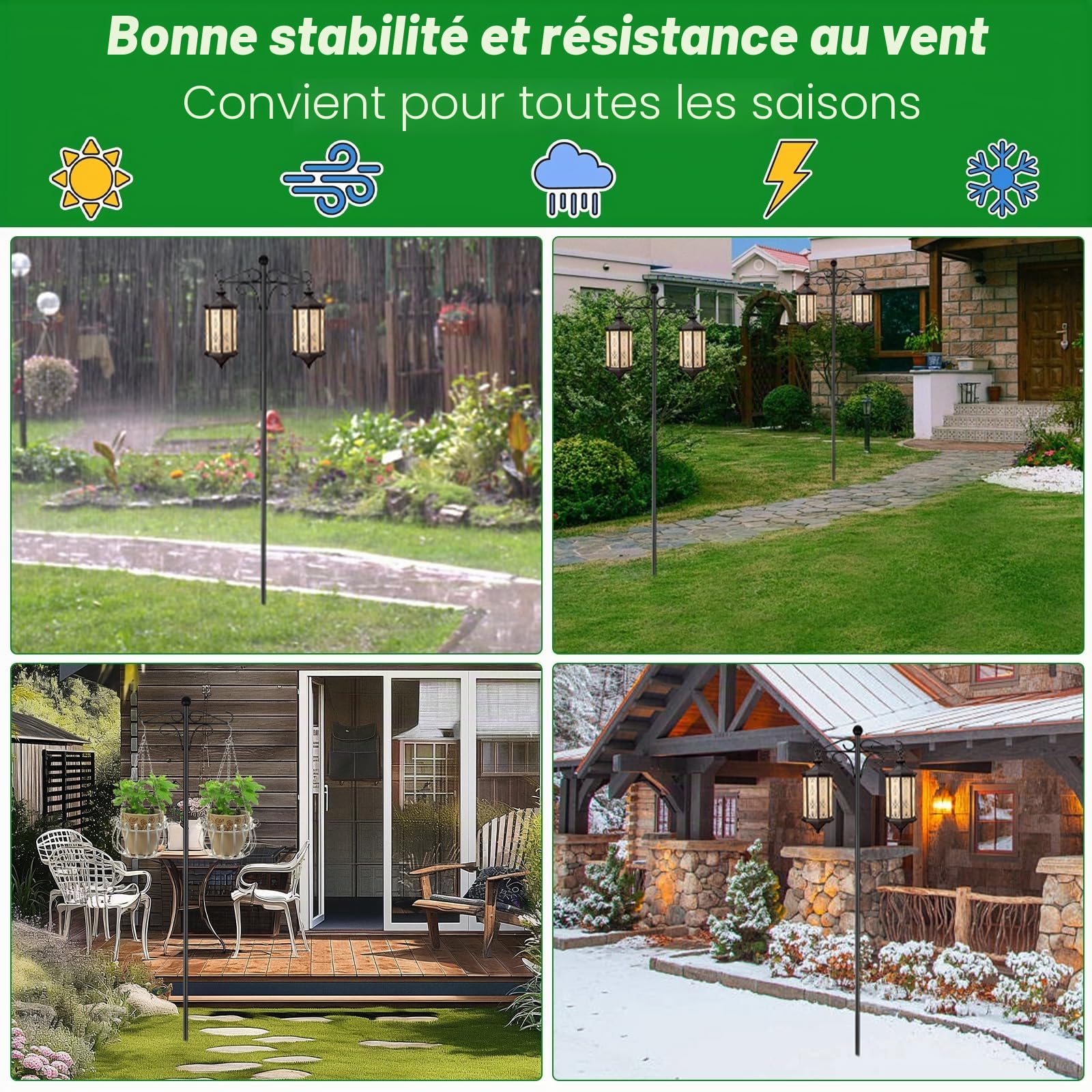 Crochet de Berger pour Jardin, 193 cm Support pour Mangeoire Oiseaux Exterieur Sur pied, Mât Réglable Robuste pour Jardinière Suspendue et Lumière Guinguette Extérieur