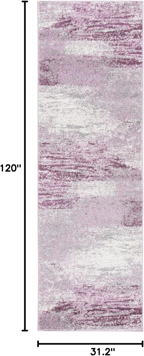 SAFAVIEH Adirondack Collection Runner Rug - 2'6" x 10', Grey & Purple, Modern Abstract Design, Non-Shedding & Easy Care, Ideal for High Traffic Areas in Living Room, Bedroom (ADR112V)