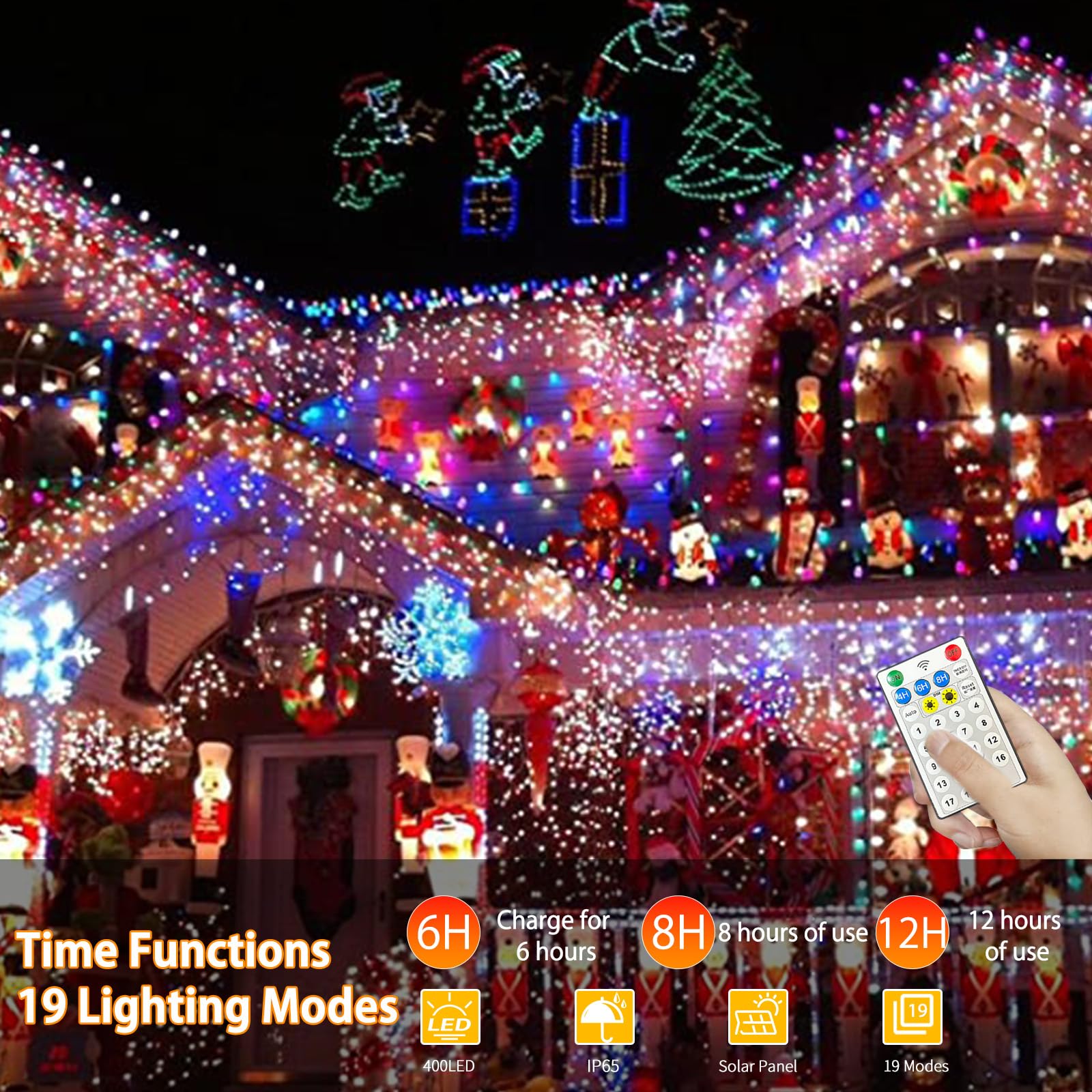 Kelenpro 1 Pezzi Catena di Luci Solari per Esterni, 60M 600LED Catena Luminosa Esterno Solare, Luci Solari da Giardino 19 Modalità IP65 Luce Esterno Decorazioni per Giardino,Natale,Matrimonio-Colore