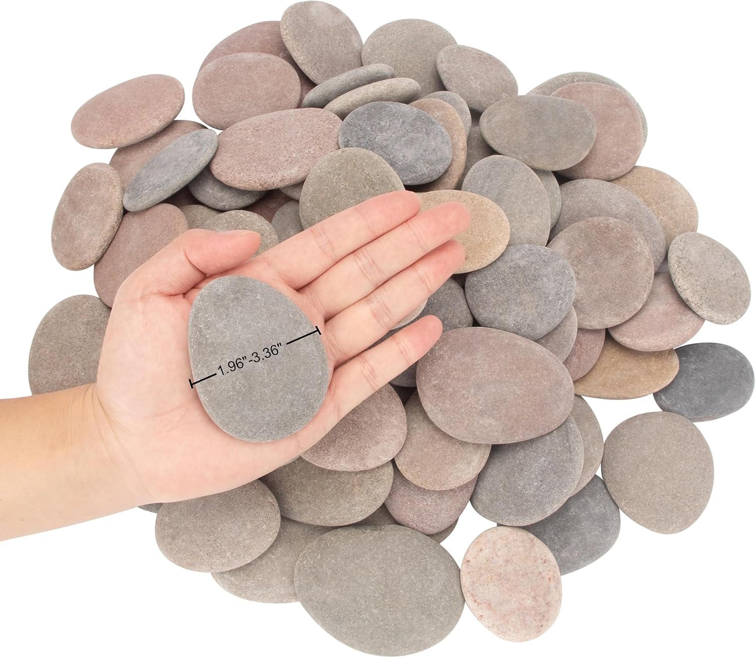 [About 101 PCS - 108 PCS](18.19 Pounds) Flat Rocks,Painting Rocks,1.96"-3.36" Craft Rocks,Stones for Arts