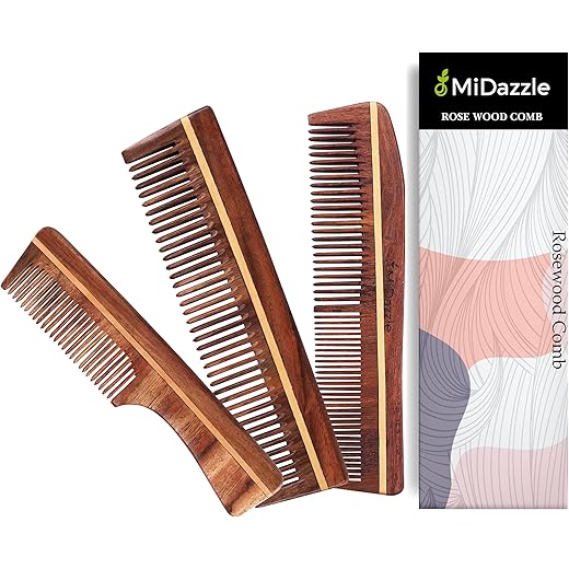 Midazzle Sheesham Rosewood Comb Pack of 3