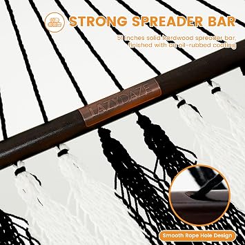 Lazy Daze 2 Person Caribbean Rope Hammock, Handwoven Double Hammock