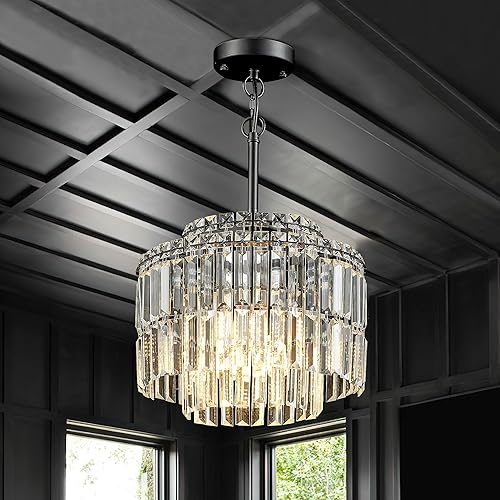 Miniatura 10 de lighceac Lámpara de techo de cristal semiempotrada dorada de 12 pulgadas para cocina, moderna, industrial, 2 luces, pequeños candelabros de