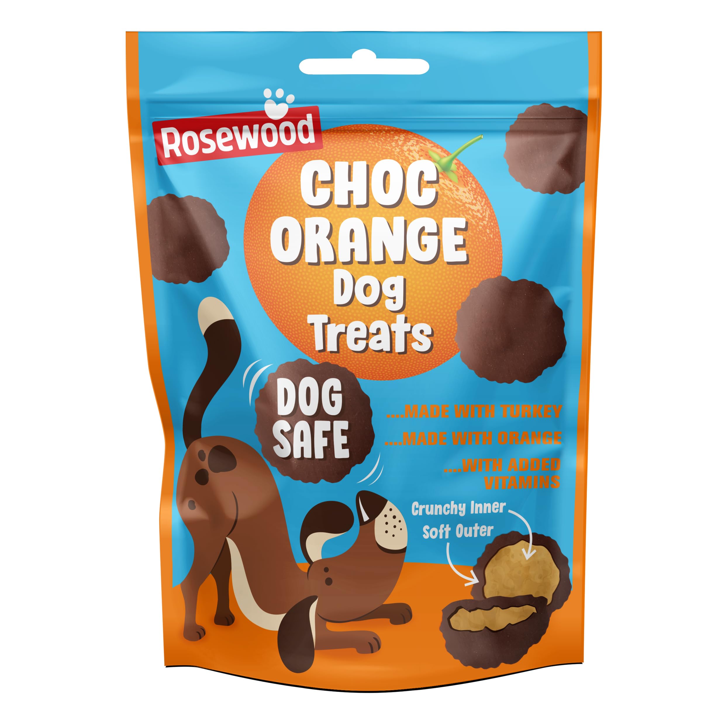 Rosewood Choc Orange Crunchy Balls for Dogs – Orange and Turkey Dog Treats, Training Snacks with Added Vitamins for Small, Medium and Large Dogs (1 x 140g)