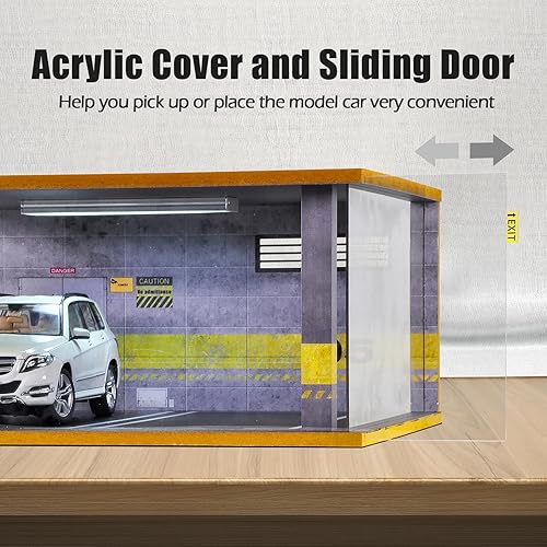 Miniatura 5 de cxiiuui Vitrina Hot Wheels a escala 118 de madera para coche, garaje Moldel con luz LED y cubierta acrílica, estuche de exhibición de automóviles