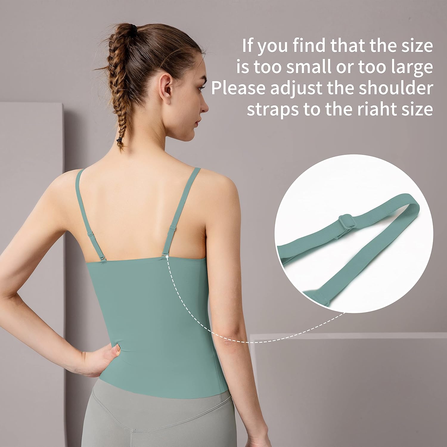 Women's Fit Camisole with Built in Bra - Spaghetti Straps Camis Tank - Image 3