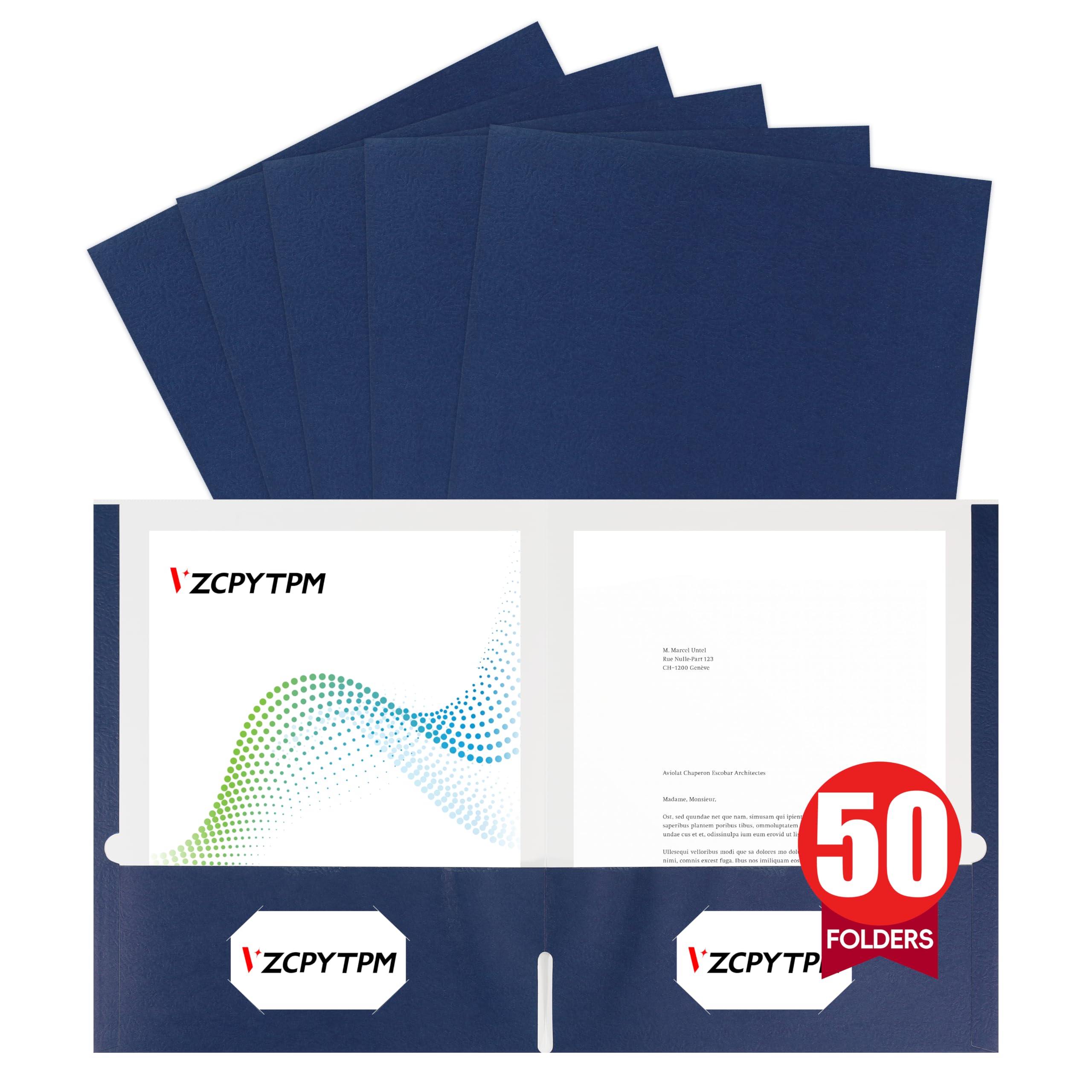 50 Packs Navy Blue Two Pocket Folders,File Folder Letter Size,8.5x11Inches File Folders for Office,School and Home,Organizer File Folder