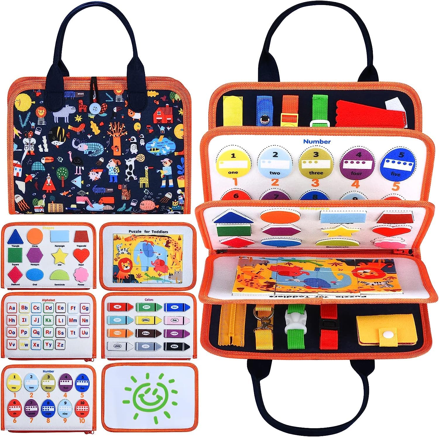 Toworld Busy Board Toddlers Sensory Activity, Montessori Toys 3+ Year Old Boy Airplane Travel Essentials Kids Road Trip Games Quiet Book 3 4 5 Yr Birthday Gifts Learning Toy Baby Educational