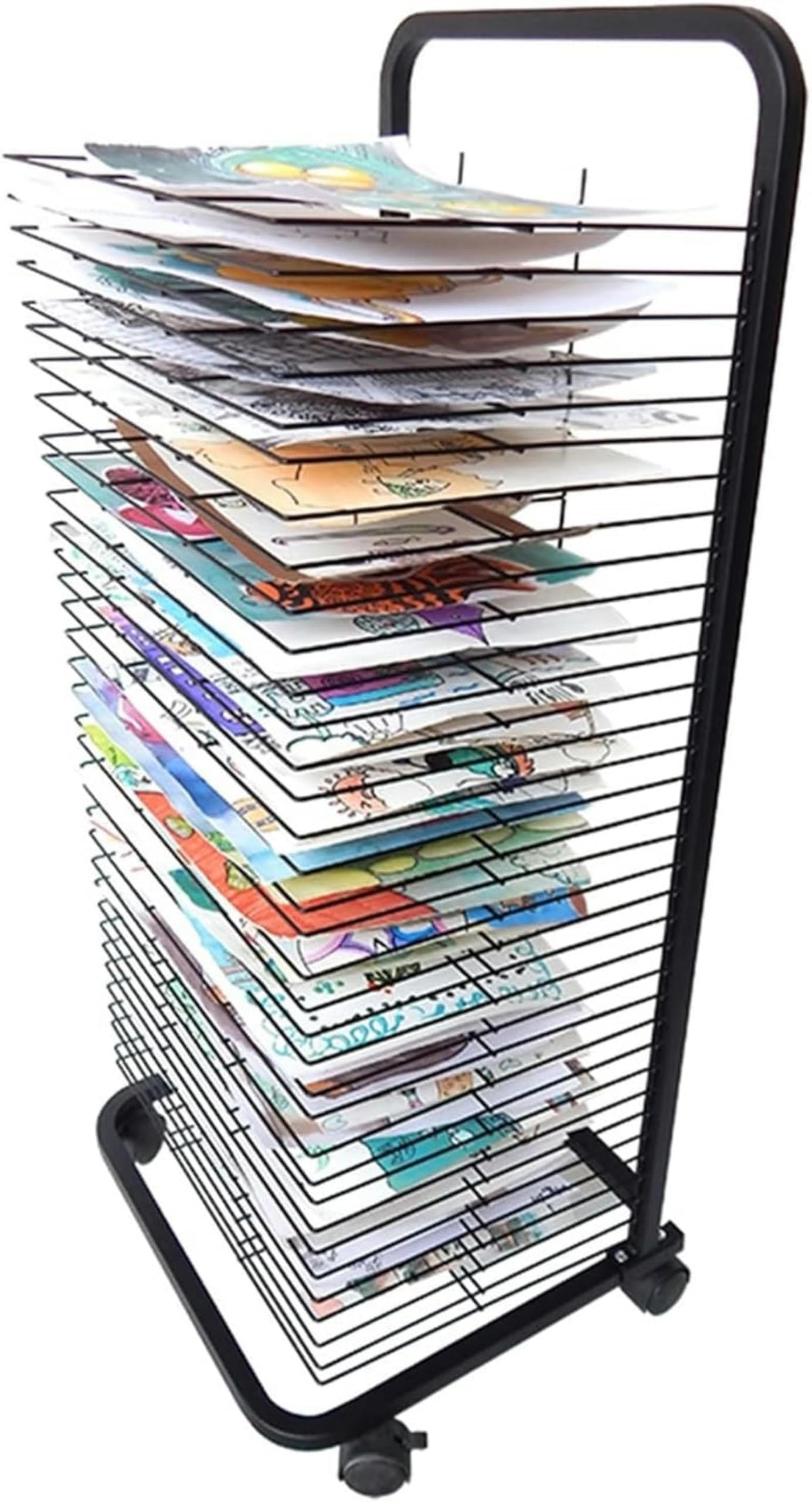 Stendino per Quadri, Stendino Mobile per Pittura, Ripiani Rimovibili, Porta Tele per riporre Quadri, Stendino per Pittura con Ruote, Scaffale per Pittura, Disegni