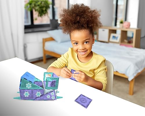 Miniatura 8 de Tytan Tiles - Juego de construcción de azulejos magnéticos con licencia oficial de Disney Frozen Castle, potente libro de trabajo de aprendizaje