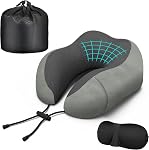 Oreiller de voyage encolure, Oreil de mousse de mémoire amélioré pour avion, Lavable à la machine, Oreilleur de vol réglable, Convient pour un avion de couchage, voiture, bureau et maison (noir)