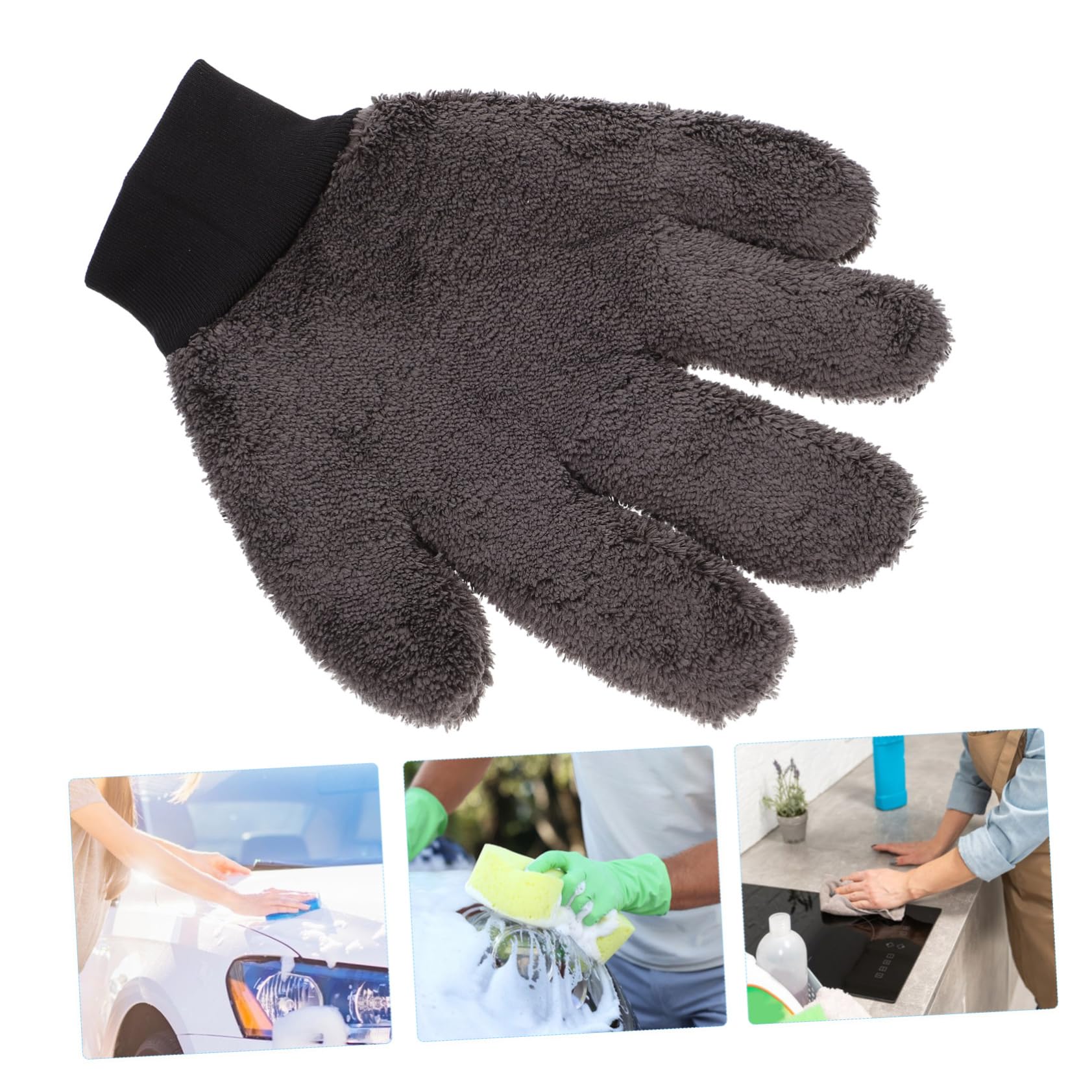 ULTECHNOVO 3pezzi Guanto Per Lavaggio Auto Microfibra Super Morbida Guanto Antiscratch Per Pulizia Esterni Veicoli e Superfici Domestiche Design Spesso e Resistente Facile Da Usare