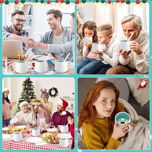 Miniatura 5 de Uiifan 4 juegos de tazas de café con cuchara de cerámica, regalos de agradecimiento para profesores, regalos para empleados, regalos para compañeros