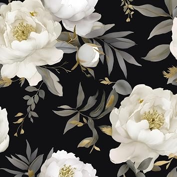 Laatse Vintage Dark White Floral Peel and Stick Wallpaper 17.5"x393"