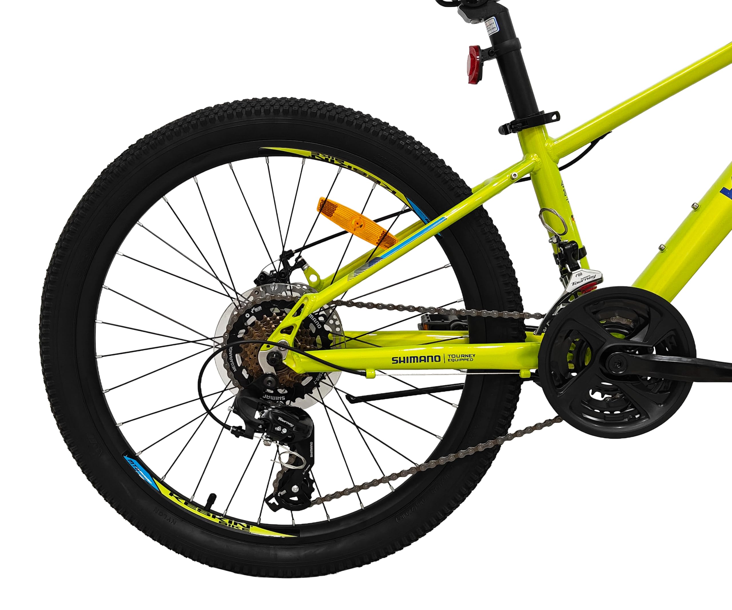 Keskin HT MTB1 VTT pour Enfant 24" – 21 Vitesses, pneus 2,35", Freins à Disque, Cadre en Aluminium, Vert Fluo
