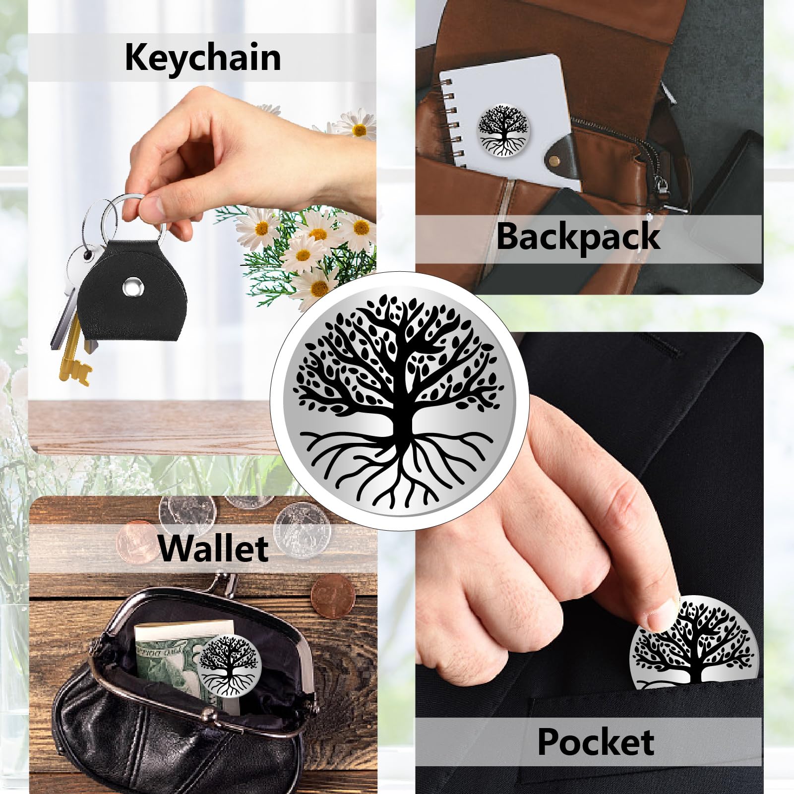 Portachiavi Con Targhetta Pocket Hug In Acciaio Inox, Faccina Abbraccio Doppio Lato, Regalo Di Relazione A Distanza