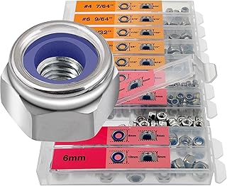 Lock Nut Assortment 180 Pieces Dual Scales Metric Imperial Hardware Nuts 2mm 3mm 4mm 5mm 6mm nut 7/64-1/4#4#8#10#14 Stainless Steel 304 Nylon Insert Lock Nuts Assortment Nylon Lock