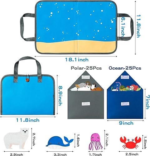 Miniatura 2 de WATINC Juego de fieltro de viaje con temática de animales polares y océanos bajo el mar, 2 juegos de tablero de narración de historias de fieltro,