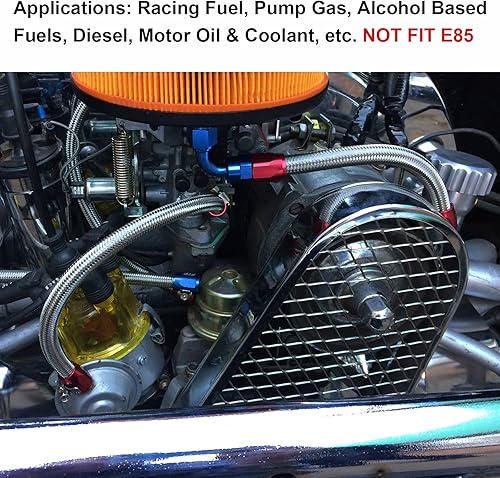 Miniatura 4 de Manguera de línea de combustible de 20 pies 6AN AN6 38 "acero inoxidable plateado trenzado universal CPE tubo aceite combustible gas manguera