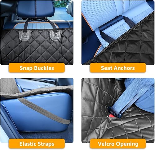 Miniatura 6 de PETICON Funda de asiento de coche para perro para asiento trasero, funda de asiento de banco impermeable de piel sintética, protector de asiento
