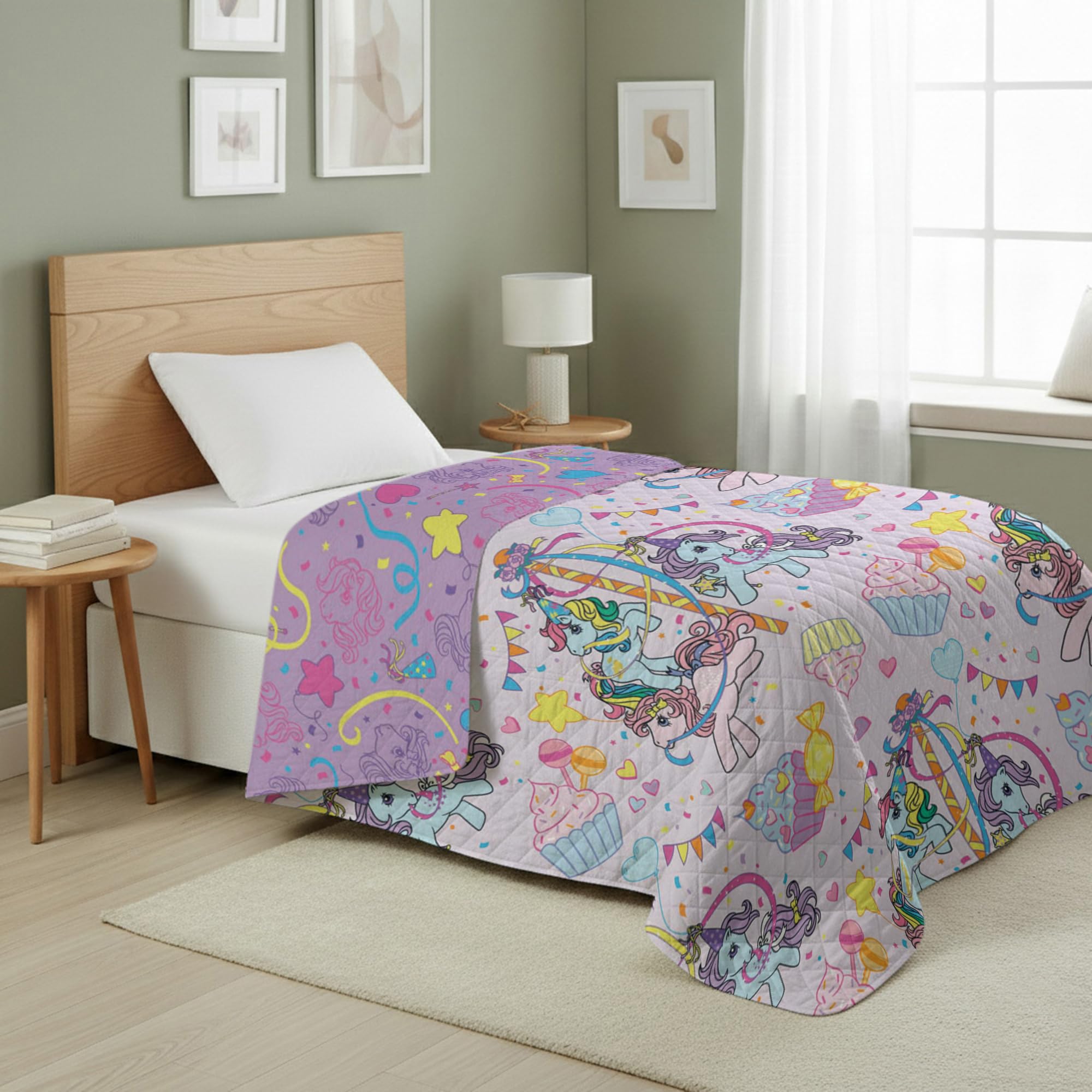 Northwest Men's Pony Party My Little Pony Quilted Blanket, Comfy Bed Couch Throw, Adults Boys Girls, All Seasons Blanket, 60 X 80 Inches