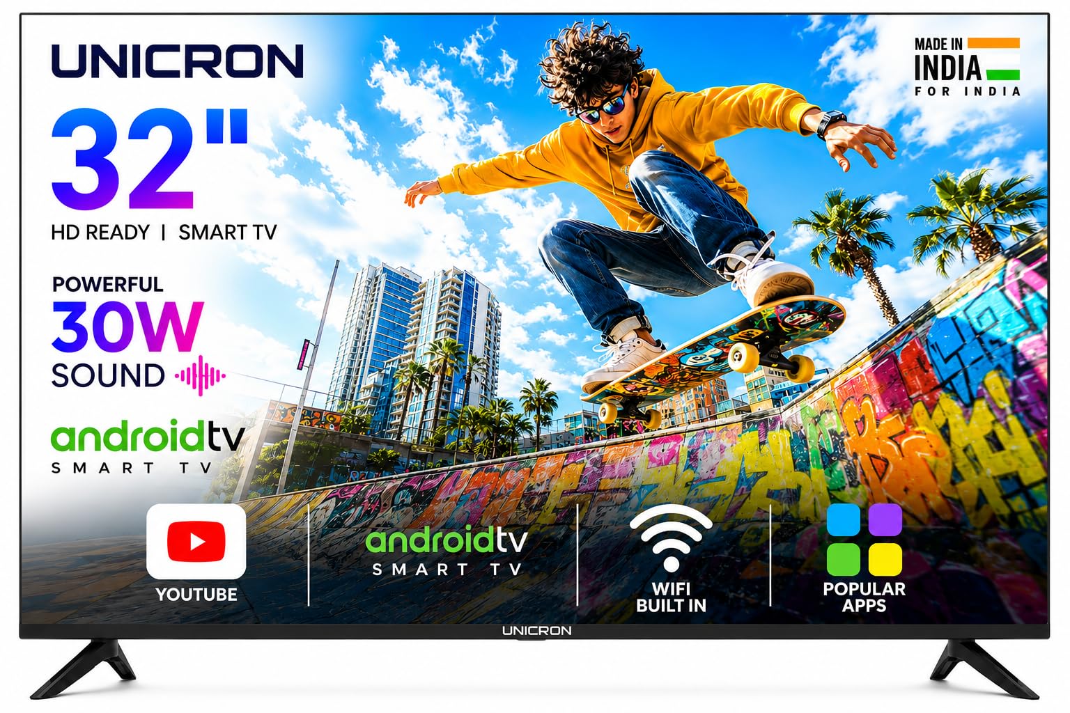 UNICRON TE 32 Inch Android Smart TV, HD Ready LED Television with WiFi, 30W Sound with in Built Speaker & IPS Bright Display, Apps Compatible (Netflix, Prime)-image-38