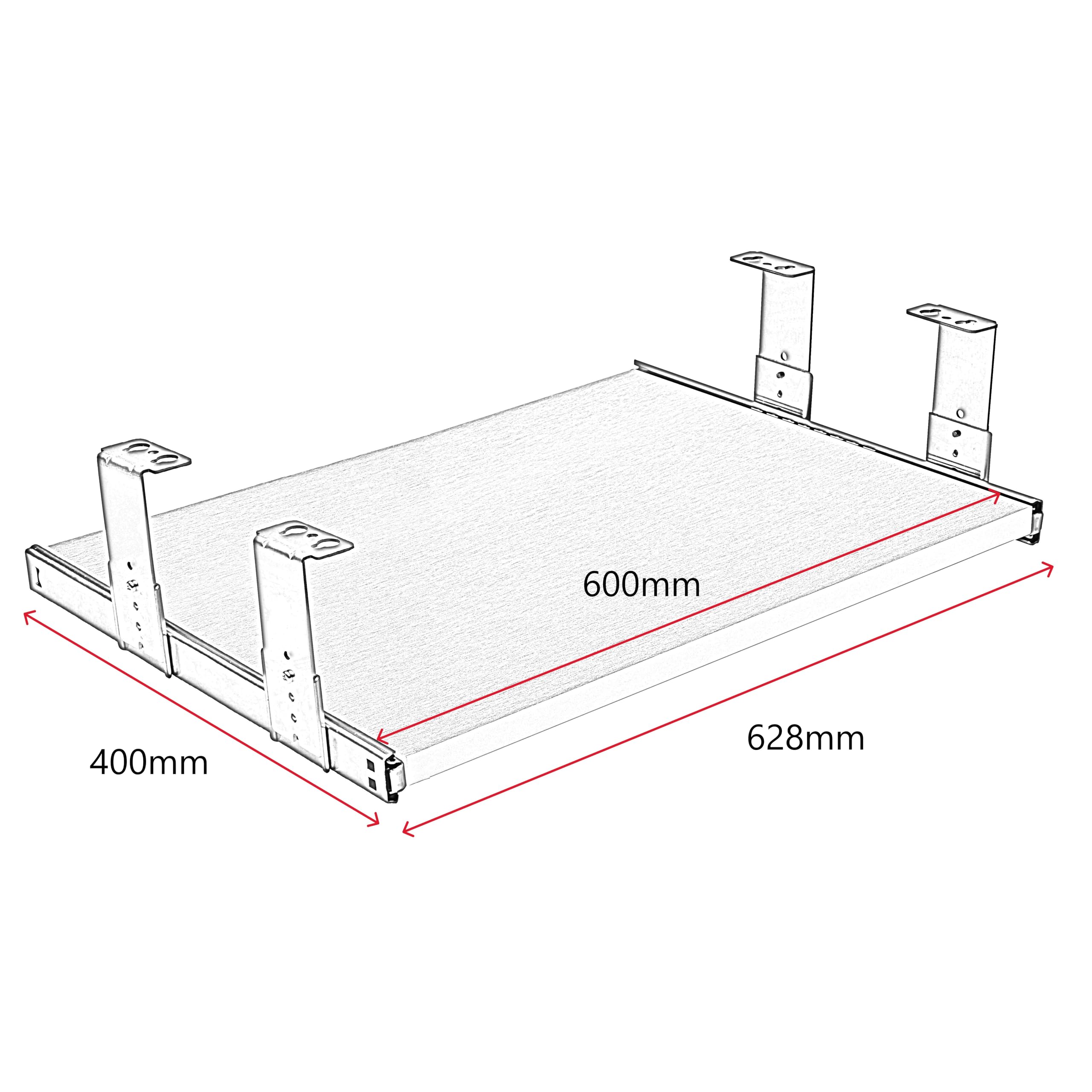 FIX&EASY Tastaturauszug Up&Down-XL, Tastaturablage 600X400mm weiss Dekor Auszugschienen mit Einrastfunktion höhenverstellbar verzinkt 400mm Set Ablage weiß und Auszug mit Verriegelung f. Tastatur Maus