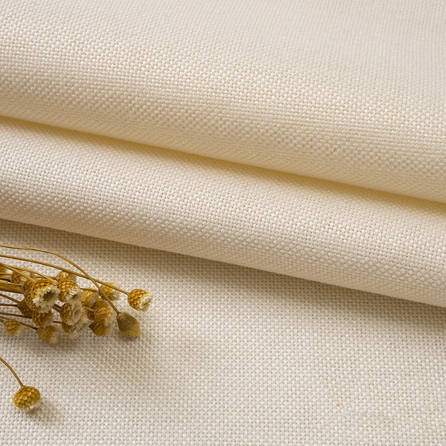TinaKim Chair Upholstery Fabric Faux Linen Material for Sofa Couch Seat Cover Replace (Cream 2, 10 Yard)