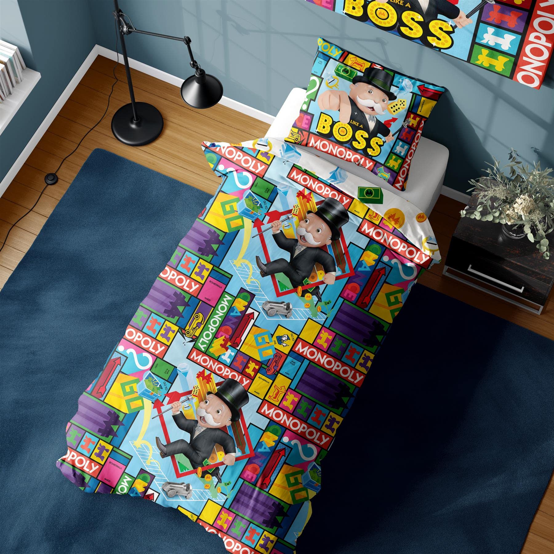 Official Monopoly Single Duvet Cover Like a Boss Design  Reversible Bedding Set