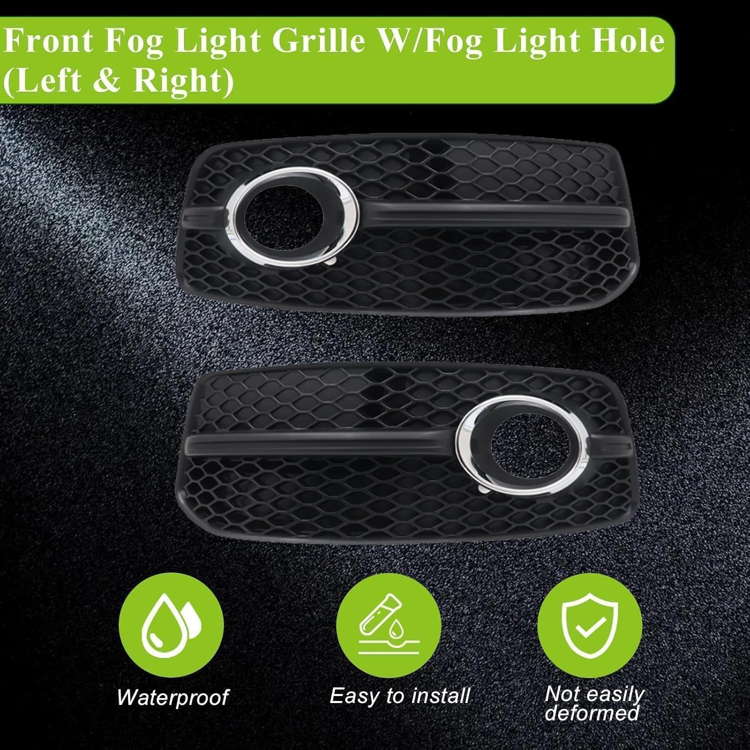 SecosAutoparts 2Pcs Front Fog Lamp Covers Bumper Grille Left & Right Side Compatible with Audi Q5 S-Line 2009 2010 2011 2012 Replace# 8R0807681A, AU1038115