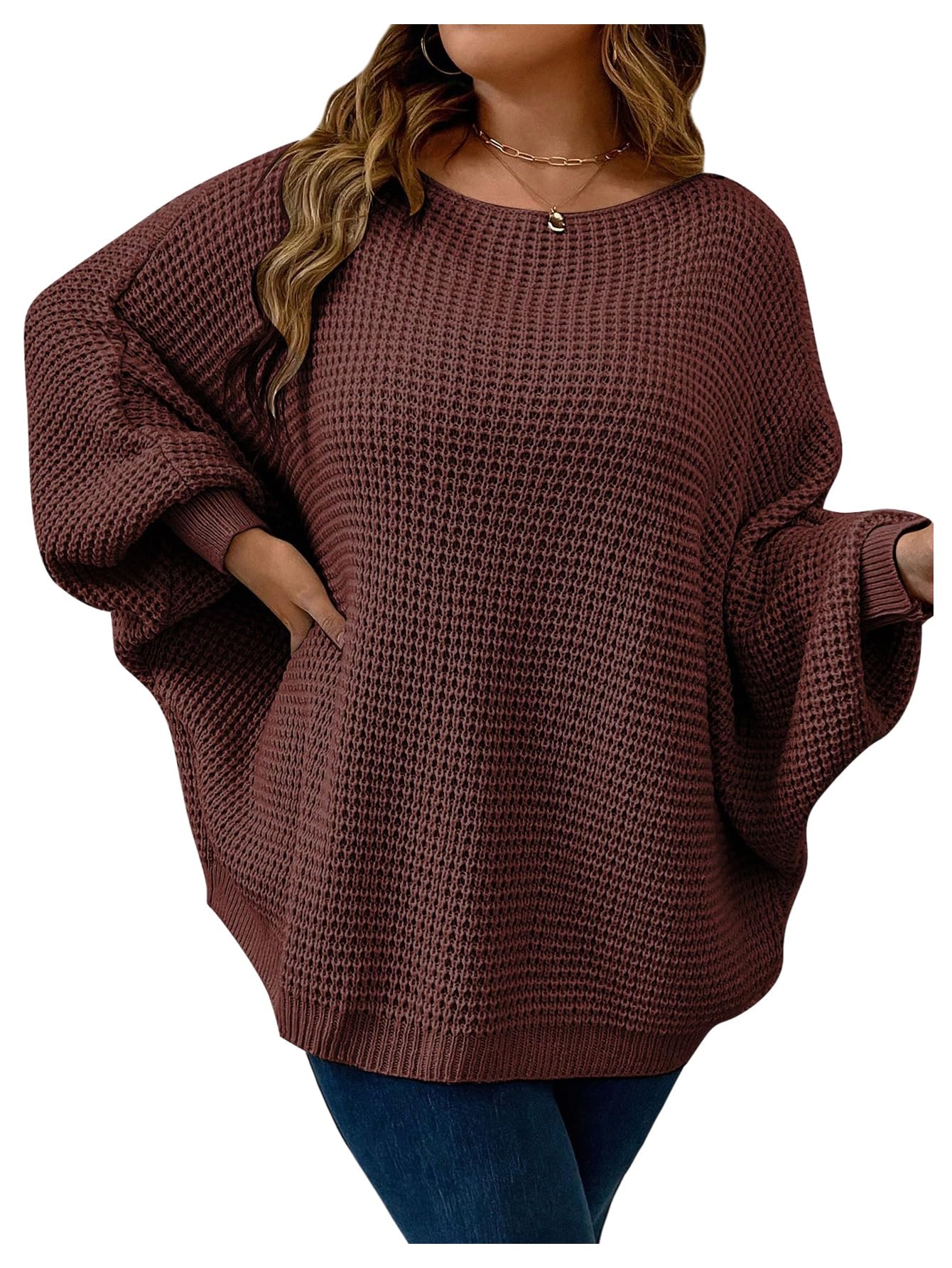SOLY HUX Womens Plus Size Oversized Sweater Fall Fashion Crewneck Long Sleeve Casual Pullover Tops