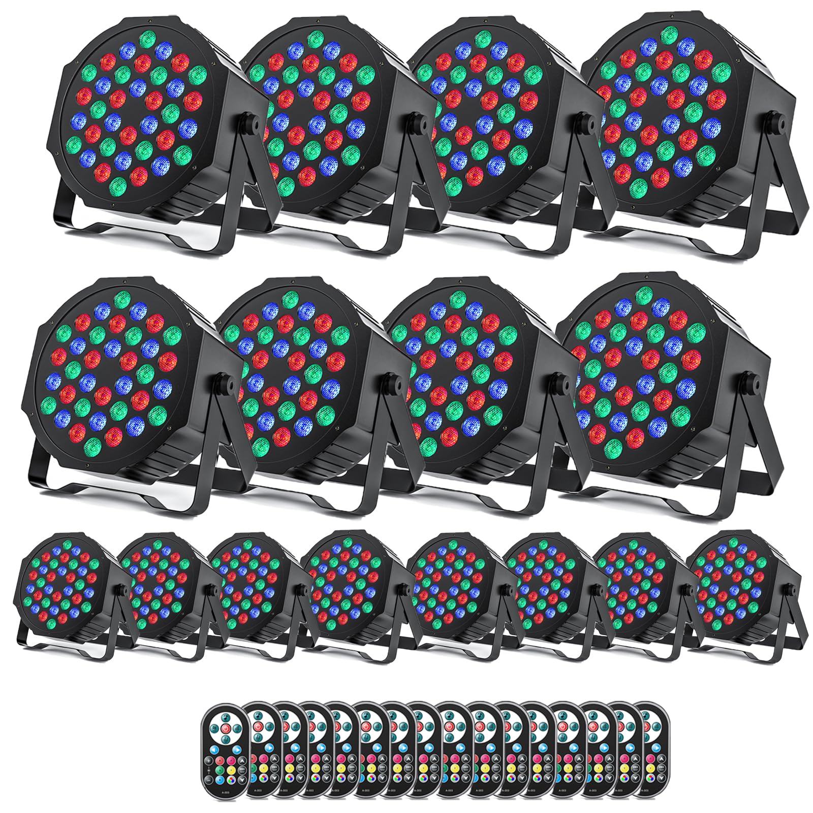 U`King 16 Pezzi Par LED RGB, 36 LED Luci da Palco con Telecomando e Attivato dal Suono, Discoteca Illuminazione Palco per Feste Bar DJ Discoteca Matrimonio Concerti Halloween Natale