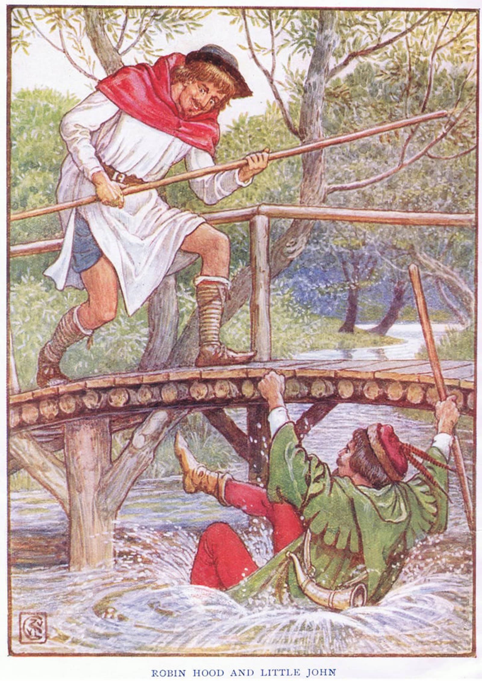 SERENDIPITP Vintage Wall Art Canvas Nordic Poster Canvas Print Picture Robin Hood and Little John by Walter Crane Wall Art Poster for Home Decor 60x90cm