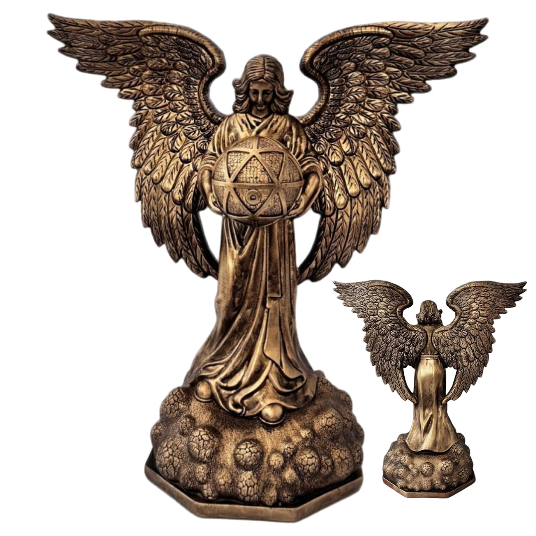 Statue géométrie sacrée cube résine bronze pour apaiser l'espace de bureau